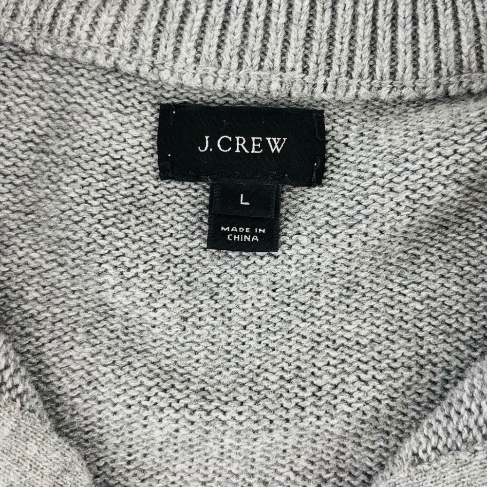 J.Crew Mens Grey Cotton Cashmere Quarter Zip Pullover Sweater Size Large - Picture 6 of 9